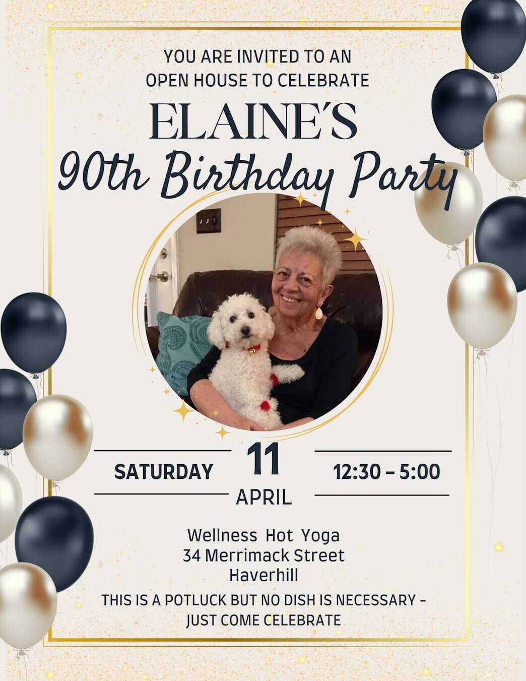 Elaine's birthday party invitation brochure