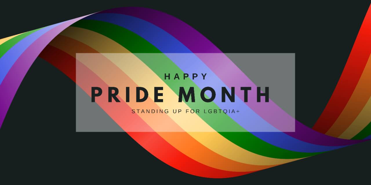 A multi-color ribbon representing Pride month in June 2026